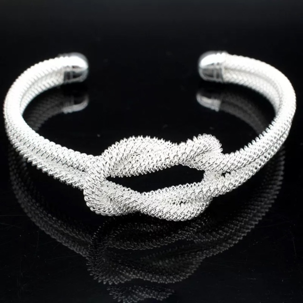 Gorgeous Twisted Statement Silver Open Bracelet - image 4